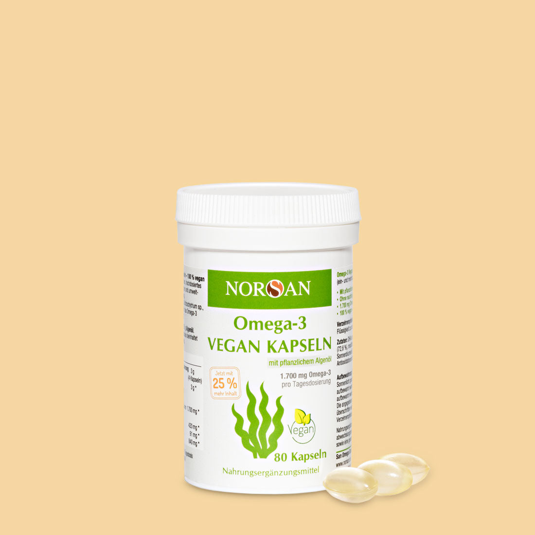 Norsan Omega-3 Vegan Capsules À L'Huile Végétale D'Algue 1700mg Capsules 80